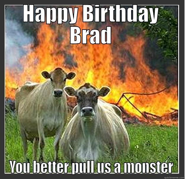 HAPPY BIRTHDAY BRAD YOU BETTER PULL US A MONSTER Evil cows