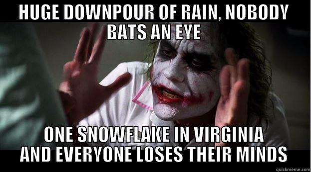 HUGE DOWNPOUR OF RAIN, NOBODY BATS AN EYE ONE SNOWFLAKE IN VIRGINIA AND EVERYONE LOSES THEIR MINDS Joker Mind Loss