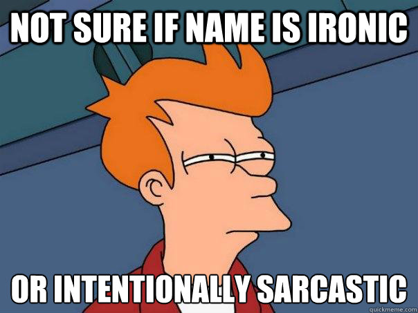 Not sure if name is ironic or intentionally sarcastic  Futurama Fry