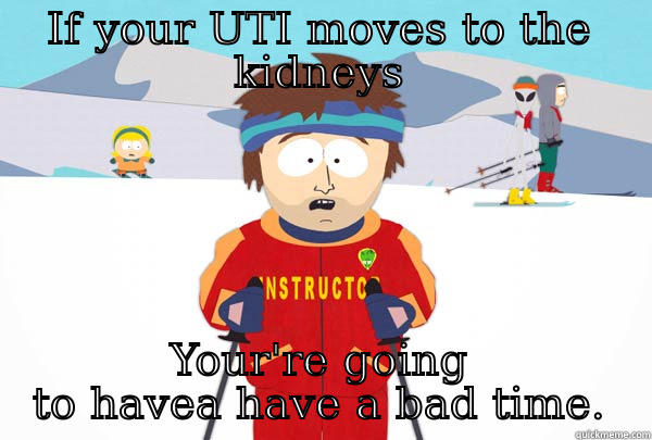 If your UTI moves to the kidneys - IF YOUR UTI MOVES TO THE KIDNEYS YOUR'RE GOING TO HAVEA HAVE A BAD TIME. Super Cool Ski Instructor