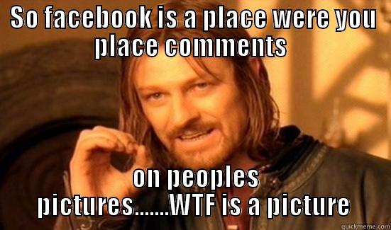 So let me get this straight  - SO FACEBOOK IS A PLACE WERE YOU PLACE COMMENTS   ON PEOPLES PICTURES.......WTF IS A PICTURE Boromir