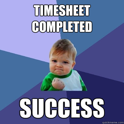 Timesheet completed Success  Success Kid