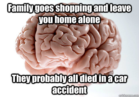 Family goes shopping and leave you home alone They probably all died in a car accident  Scumbag Brain