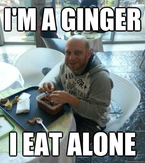 I'm a ginger I Eat alone  
