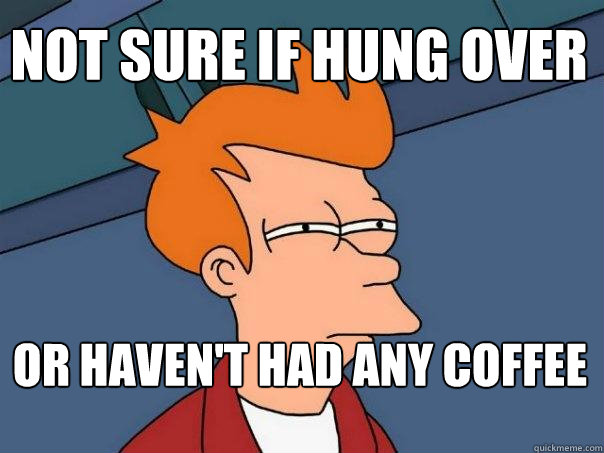 Not sure if hung over Or haven't had any coffee  Futurama Fry