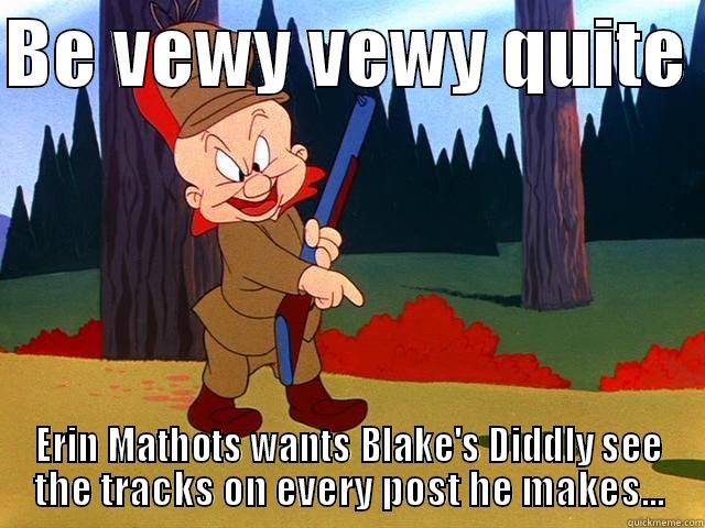 BE VEWY VEWY QUITE  ERIN MATHOTS WANTS BLAKE'S DIDDLY SEE THE TRACKS ON EVERY POST HE MAKES... Misc