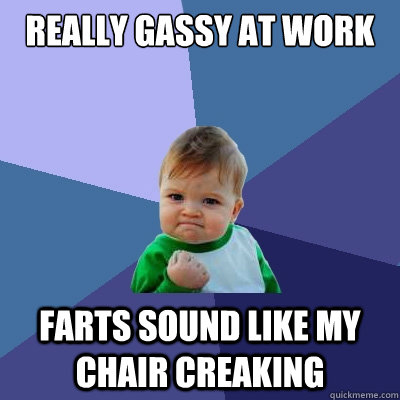 Really gassy at work farts sound like my chair creaking  Success Kid