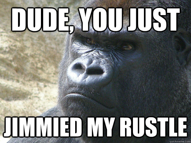 dude, you just jimmied my rustle  