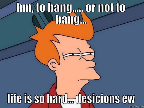 HM, TO BANG..... OR NOT TO BANG... LIFE IS SO HARD... DESICIONS EW Futurama Fry