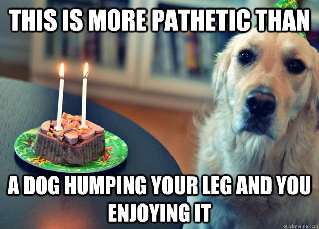 this is more pathetic than a dog humping your leg and you enjoying it  Sad Birthday Dog