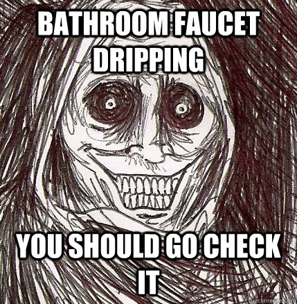 Bathroom Faucet dripping You should go check it  Horrifying Houseguest