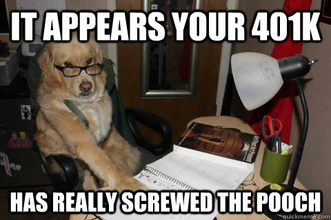 it appears your 401k has really screwed the pooch  Financial Advice Dog