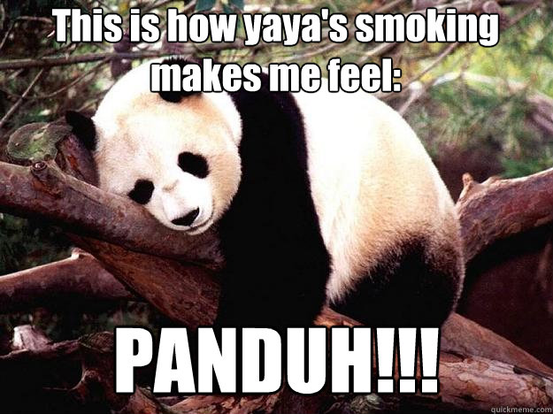 This is how yaya's smoking makes me feel: PANDUH!!!  Procrastination Panda