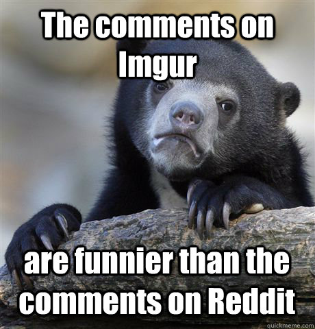 The comments on Imgur are funnier than the comments on Reddit - The comments on Imgur are funnier than the comments on Reddit  Confession Bear