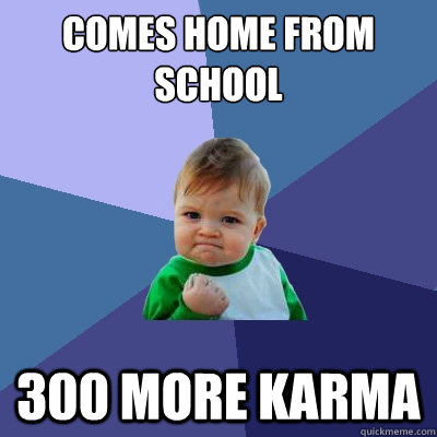 comes home from school 300 more karma  Success Kid