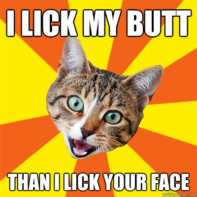 i lick my butt than I lick your face - i lick my butt than I lick your face  Bad Advice Cat