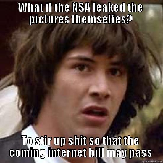 WHAT IF THE NSA LEAKED THE PICTURES THEMSELFES? TO STIR UP SHIT SO THAT THE COMING INTERNET BILL MAY PASS conspiracy keanu