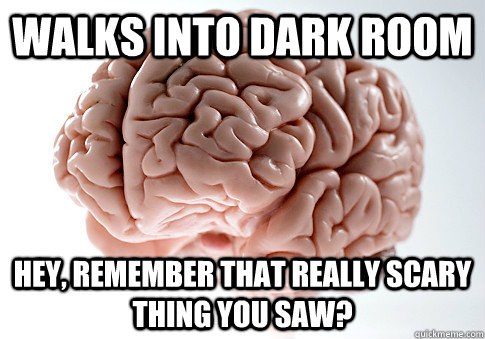 Walks into dark room Hey, remember that really scary thing you saw?  Scumbag Brain