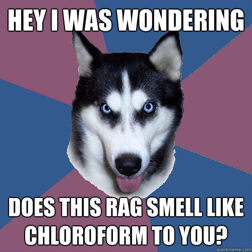 Hey i was wondering does this rag smell like chloroform to you? - Hey i was wondering does this rag smell like chloroform to you?  Creeper Canine