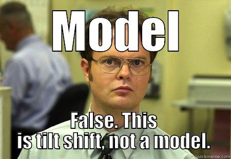  MODEL FALSE. THIS IS TILT SHIFT, NOT A MODEL. Schrute