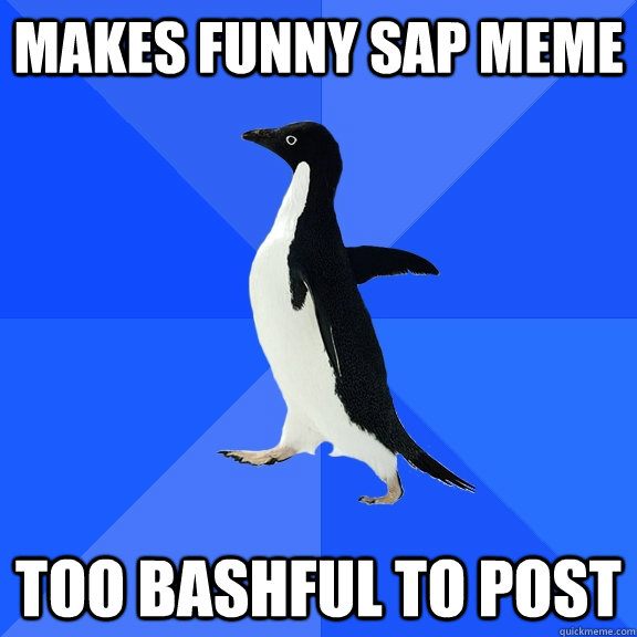 makes funny sap meme too bashful to post - makes funny sap meme too bashful to post  Socially Awkward Penguin