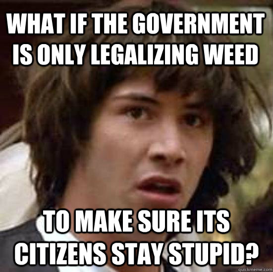 What if the government is only legalizing weed to make sure its citizens stay stupid?  conspiracy keanu