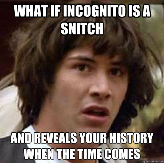 what if incognito is a snitch and reveals your history when the time comes  conspiracy keanu