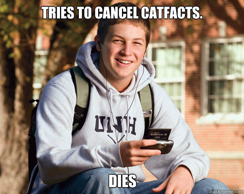 Tries to cancel catfacts. dies - Tries to cancel catfacts. dies  College Freshman