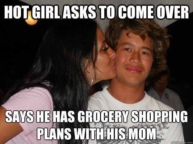Hot girl asks to come over says he has grocery shopping plans with his mom  T-Bag