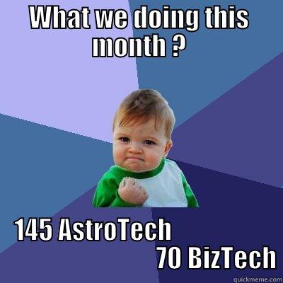 WHAT WE DOING THIS MONTH ? 145 ASTROTECH                                                   70 BIZTECH Success Kid