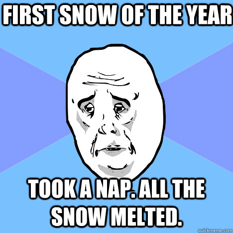 First snow of the year Took a nap. all the snow melted.  Okay Guy