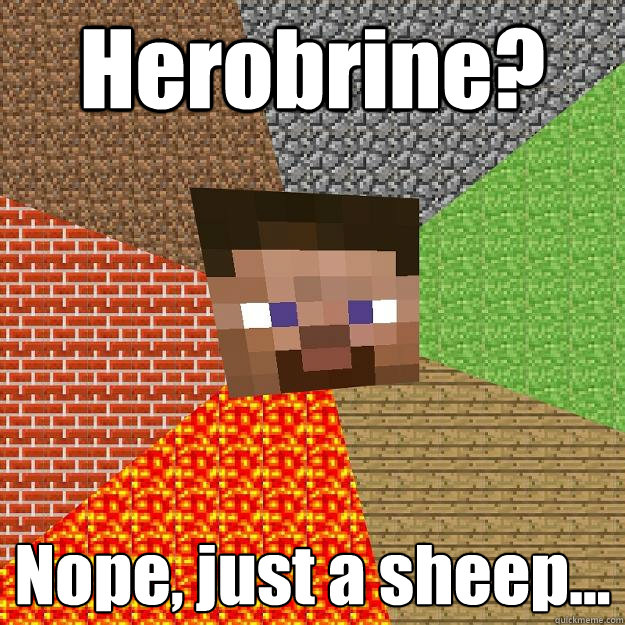 Herobrine? Nope, just a sheep...  Minecraft