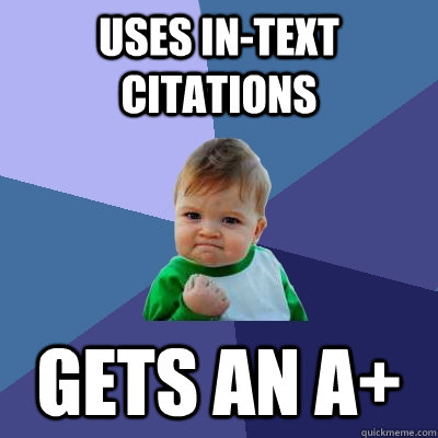 uses in-text citations gets an a+  Success Kid