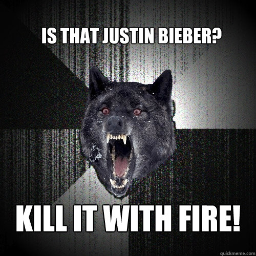 Is that Justin Bieber? KILL IT WITH FIRE! - Is that Justin Bieber? KILL IT WITH FIRE!  Insanity Wolf