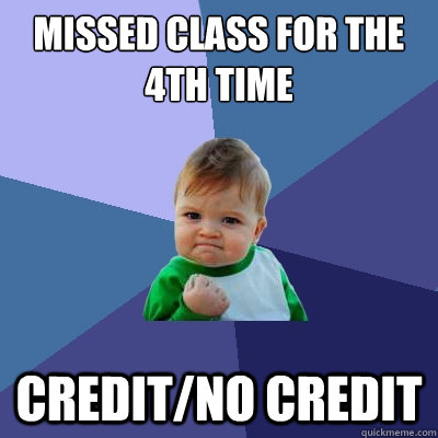 Missed class for the 4th time credit/no credit  Success Kid