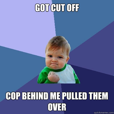 Got cut off cop behind me pulled them over - Got cut off cop behind me pulled them over  Success Kid