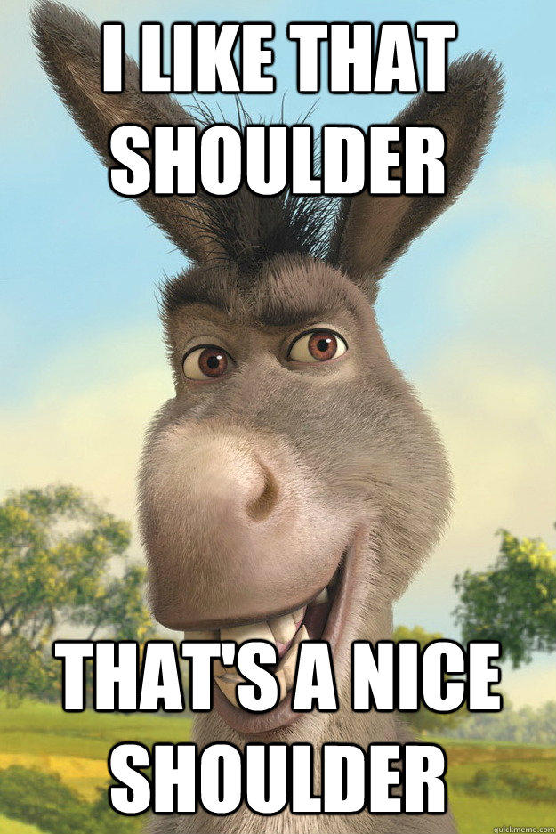 i like that shoulder that's a nice shoulder - i like that shoulder that's a nice shoulder  Talking donkey