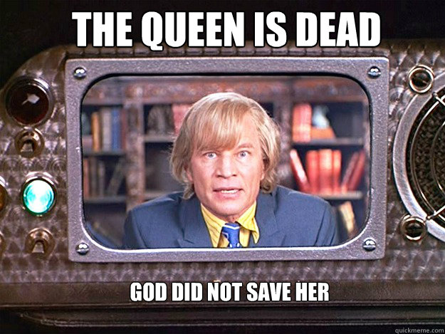 THE QUEEN IS DEAD god did not save her - THE QUEEN IS DEAD god did not save her  The Queen Goes Skydiving