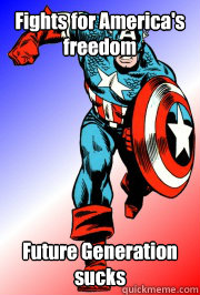 Fights for America's freedom Future Generation sucks  Captain America