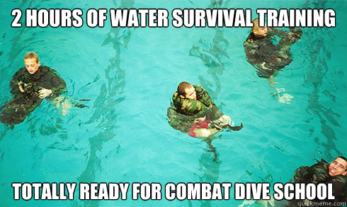 2 Hours of water survival training totally ready for combat dive school  rotc
