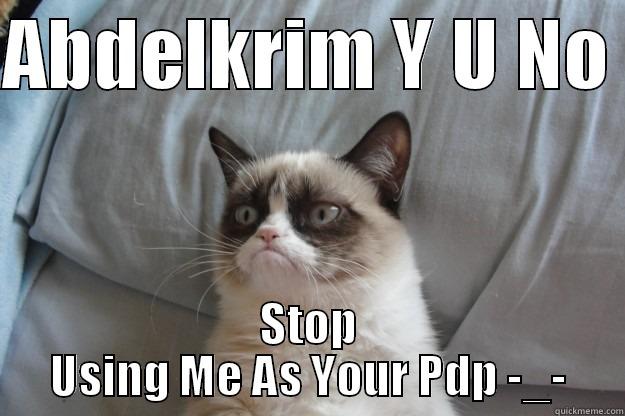 ABDELKRIM Y U NO  STOP USING ME AS YOUR PDP -_- Grumpy Cat