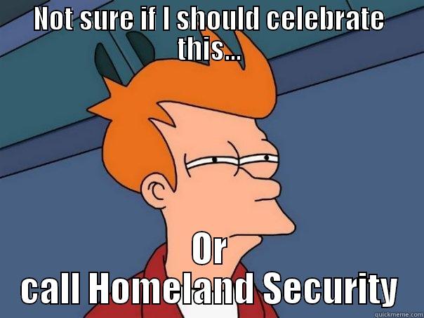 NOT SURE IF I SHOULD CELEBRATE THIS... OR CALL HOMELAND SECURITY Futurama Fry