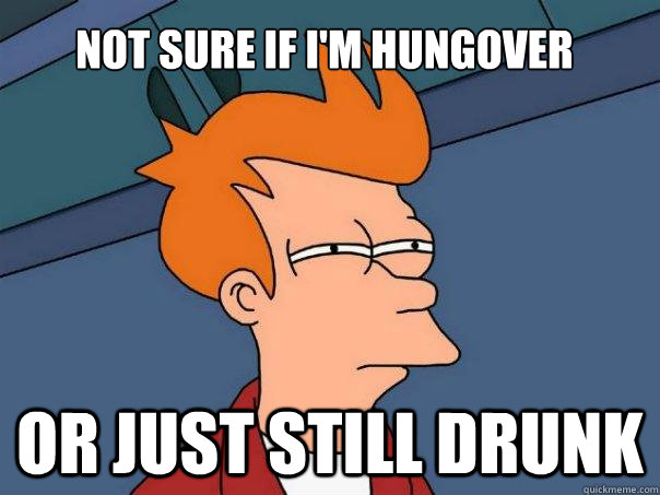 Not sure if i'm hungover Or just still drunk  Futurama Fry