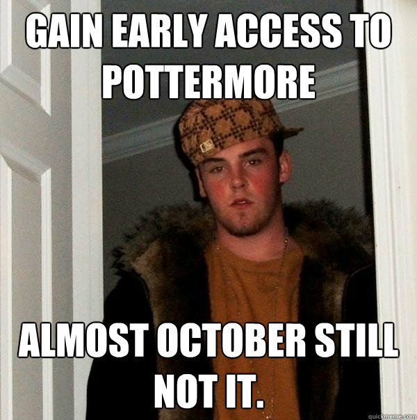 Gain early access to pottermore almost October still not it.  Scumbag Steve