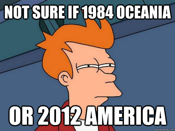 Not sure if 1984 Oceania Or 2012 America  Futurama Fry