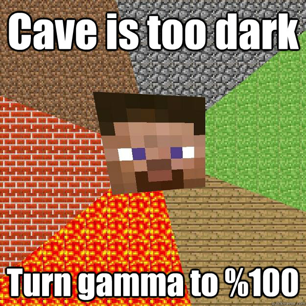 Cave is too dark Turn gamma to %100  Minecraft