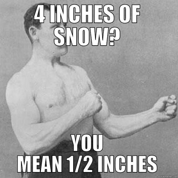 4 INCHES OF SNOW? YOU MEAN 1/2 INCHES overly manly man