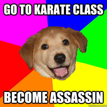 go to karate class  become assassin  Advice Dog