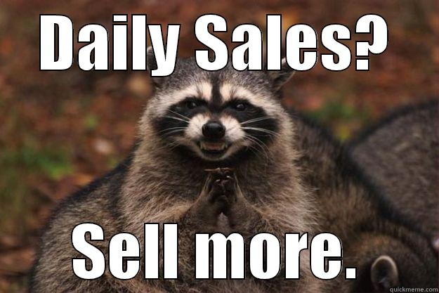 DAILY SALES? SELL MORE. Evil Plotting Raccoon