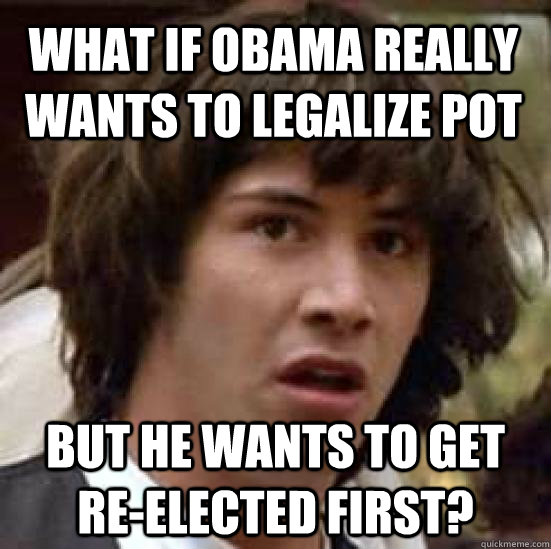 What if obama really wants to legalize pot but he wants to get re-elected first?  conspiracy keanu